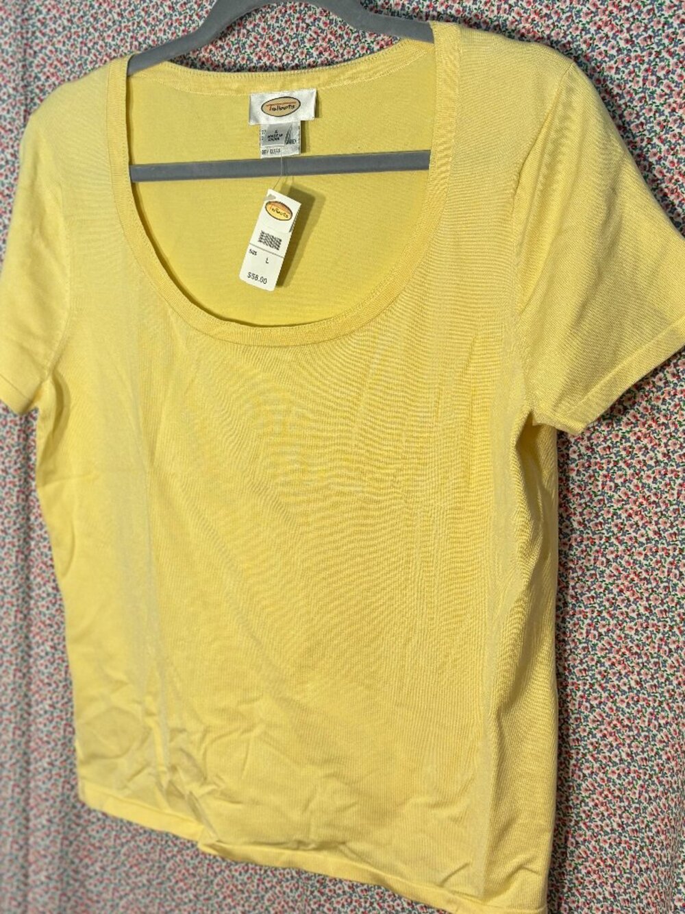 Talbots yellow short sleeve knit top, scoop neck